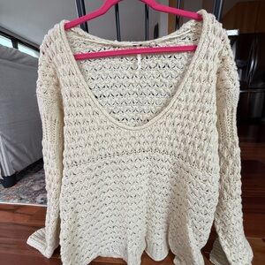 Free People Cream Knit Sweater